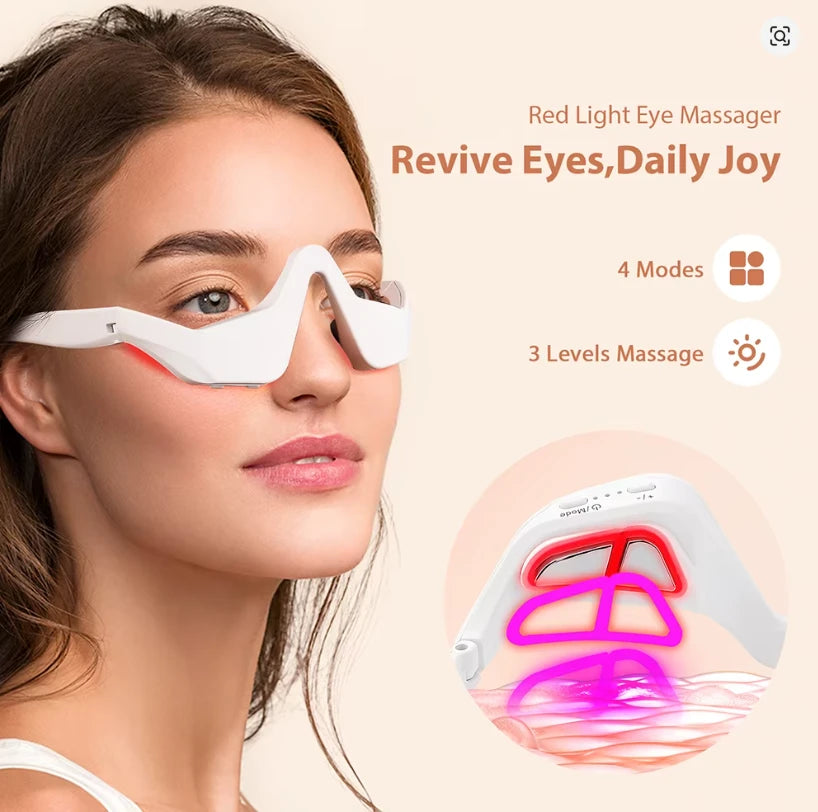 Wakely red light eye massager for dark circles and puffiness, worn on the face